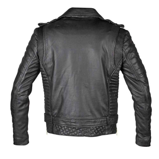 Handmade Mercado's Quilted Biker Leather Jacket With Waist Belt