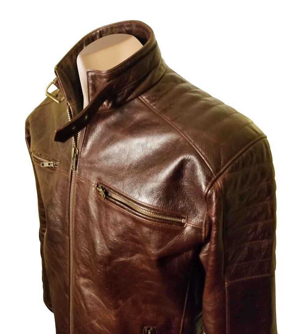 Handmade Morton's Vintage Moto Style Jacket With Collar Belt