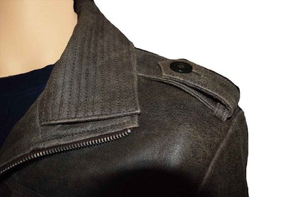 Handmade  Vintage Blast Leather Jacket With Point Collar