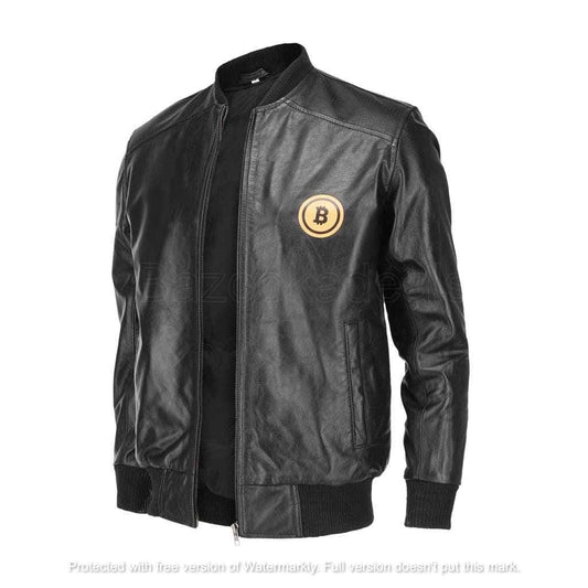 Handmade Bitcoin Bomber Leather Jacket Crypto Jacket