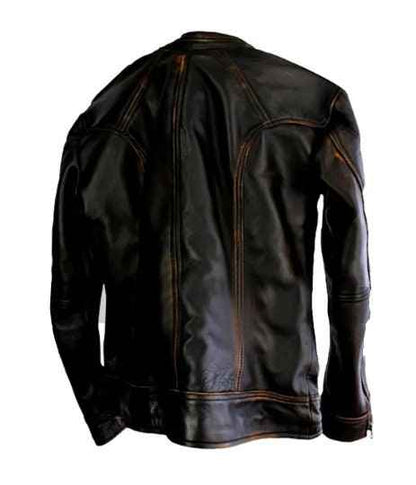 Handmade Cafe Racer Vintage Biker Distressed Brown Motorcycle Leather Jacket