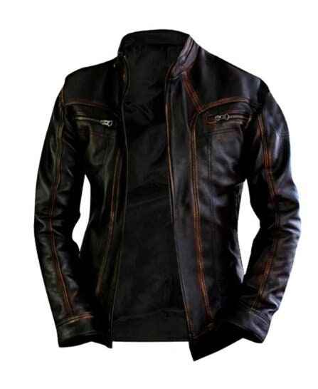 Handmade Cafe Racer Vintage Biker Distressed Brown Motorcycle Leather Jacket