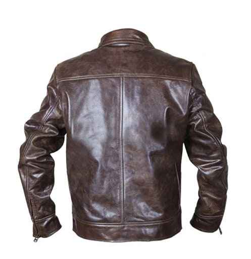 Handmade Copper Classic Rub Off Vintage Biker Style Brown Leather Jacket