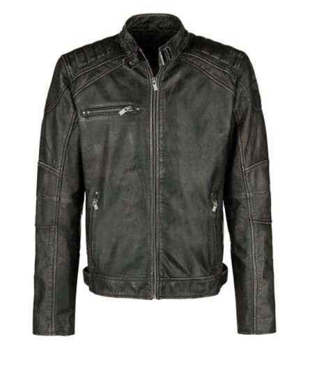 Handmade Cafe Racer Vintage Classic Brando Biker Black Motorcycle Leather Jacket
