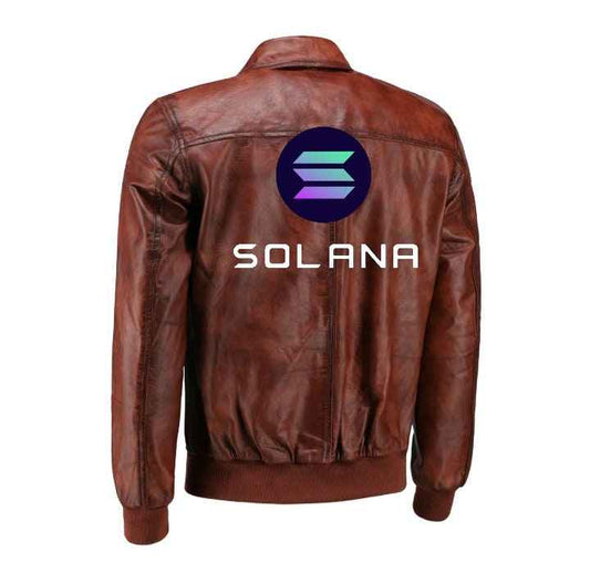 Handmade  Solana Brown Bomber Leather Jacket