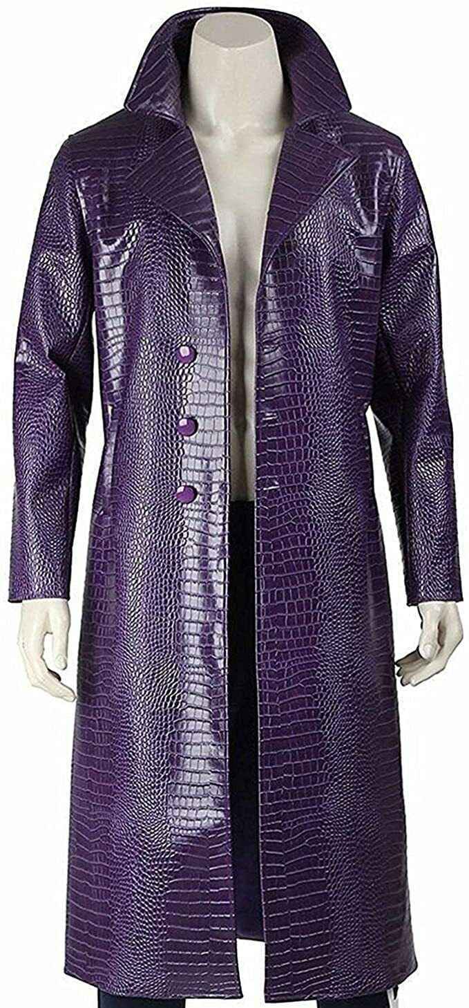 Handmade Jared Leto Joker Purple Trench Coat Cosplay Suicide Squad