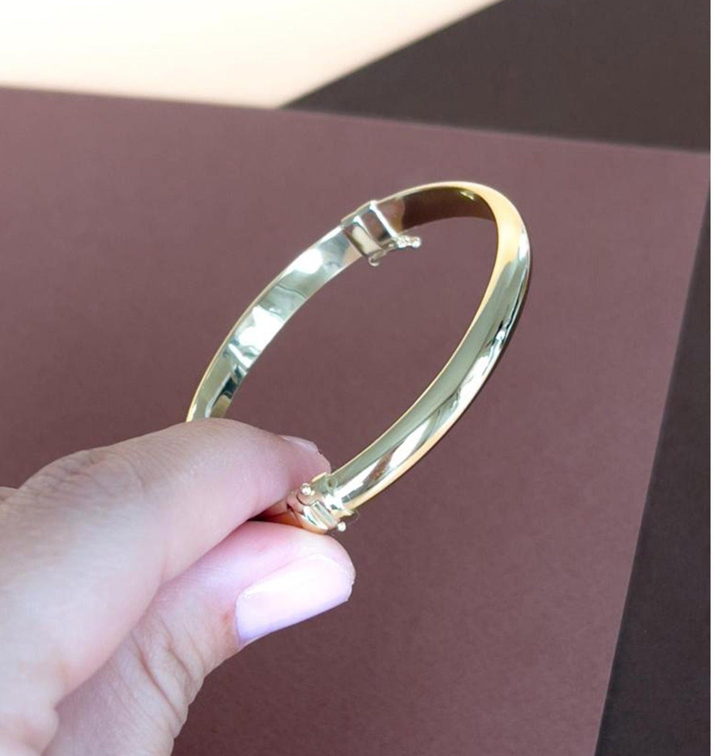 Solid gold triple design bracelet, brushed 14K solid gold cuff bracelet - Solstik