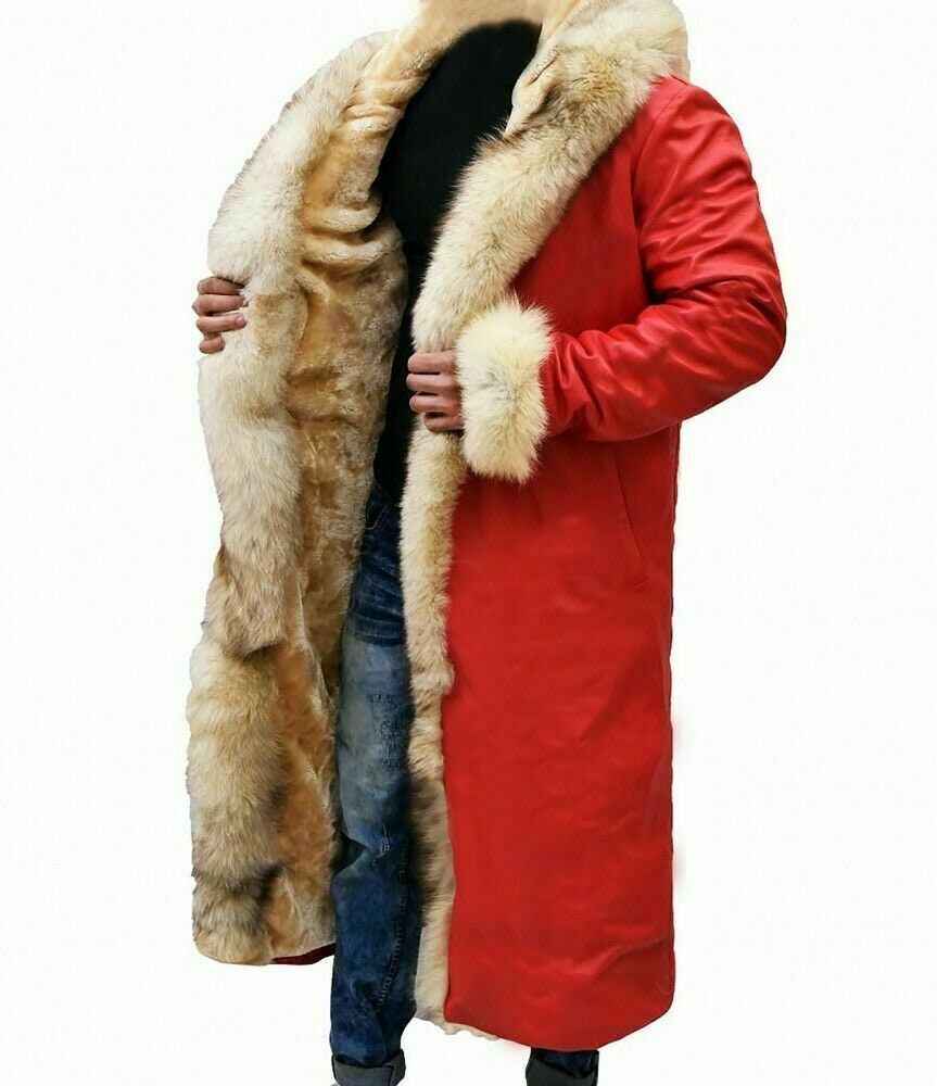 Handmade  Santa Claus Leather Trench Coat Christmas Chronicles Coat with Vest Custom Order for Steve
