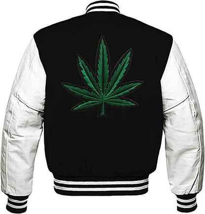 Handmade Pot Leaf Weed Cannabis Rastafarian Jacket High Times Varsity Jacket