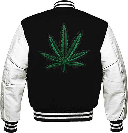 Handmade Pot Leaf Weed Cannabis Rastafarian Jacket High Times Varsity Jacket