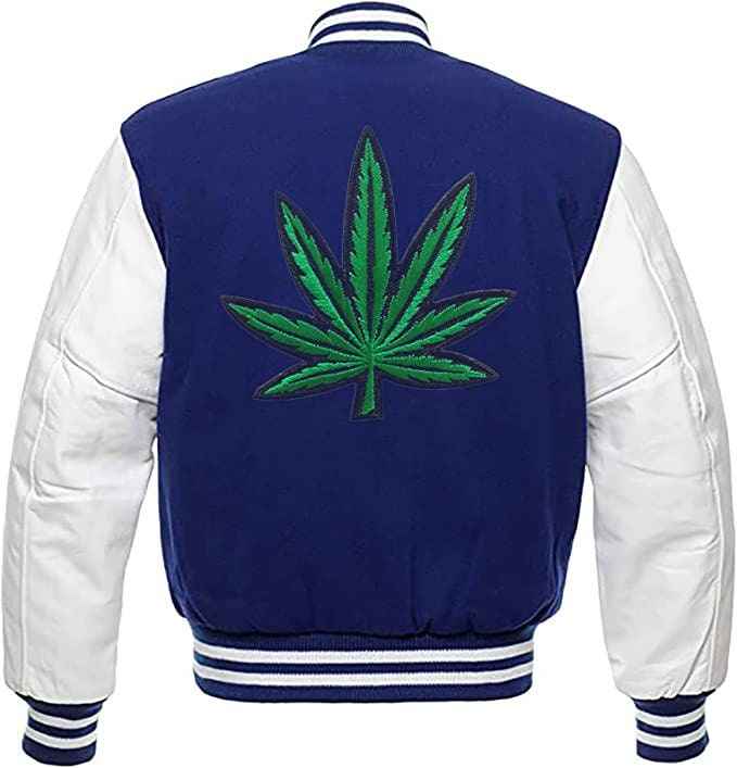 Handmade Pot Leaf Weed Cannabis Rastafarian Jacket High Times Varsity Jacket