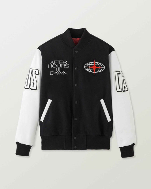 Handmade  Weeknd Stadium Varsity Jacket Black and White Handmade Cosplay
