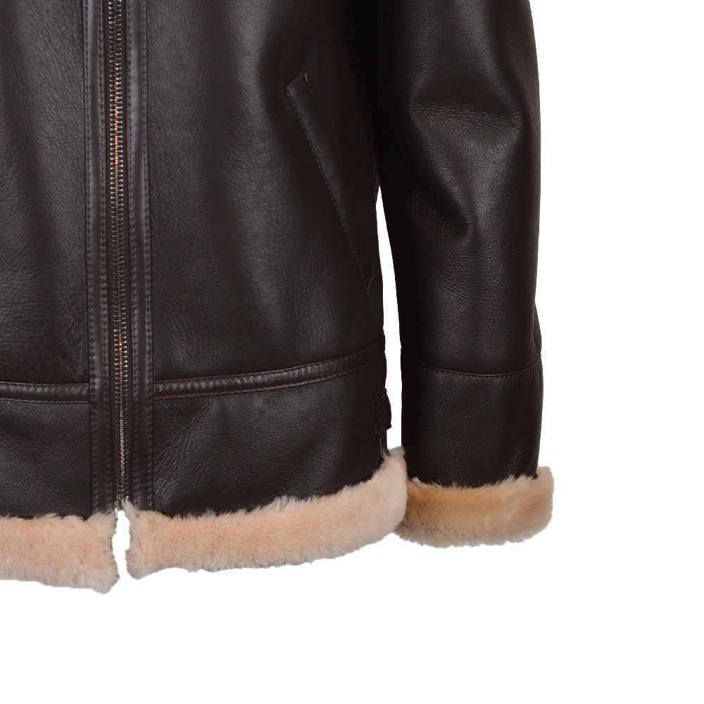 Ox and Bulls Handmade B3 Aviation Synthetic Fur Bomber Jacket Leather Coat