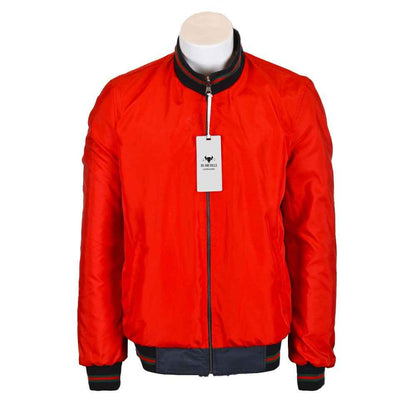 Handmade Red Moto Style Jacket With White Patches