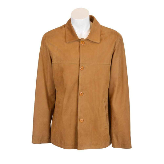 Handmade Brown Suede Leather Jacket Coat