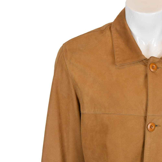 Handmade Brown Suede Leather Jacket Coat