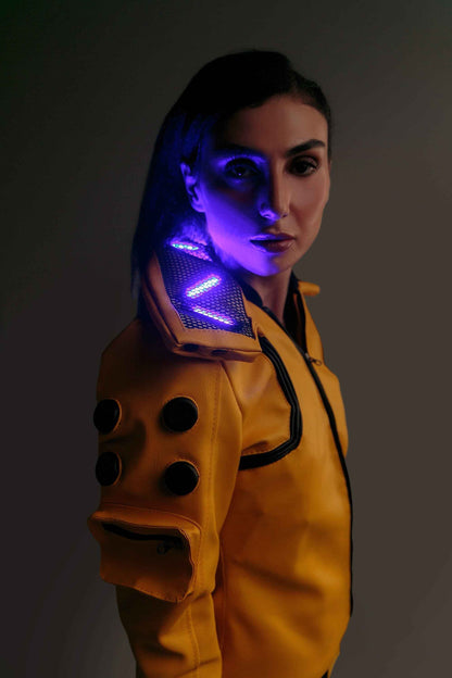 Judy's Yellow Cyberpunk 2077 Cosplay Jacket for Women Handcrafted by Ox and Bulls