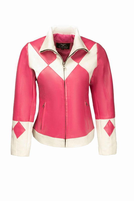 Pink Ranger Themed Leather Jacket Handcrafted by Ox and Bulls