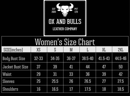 Oversized Womens Black Classic Bikers Jacket for Women's Retro Bomber Leather Jacket Handcrafted & Designed by Ox and Bulls