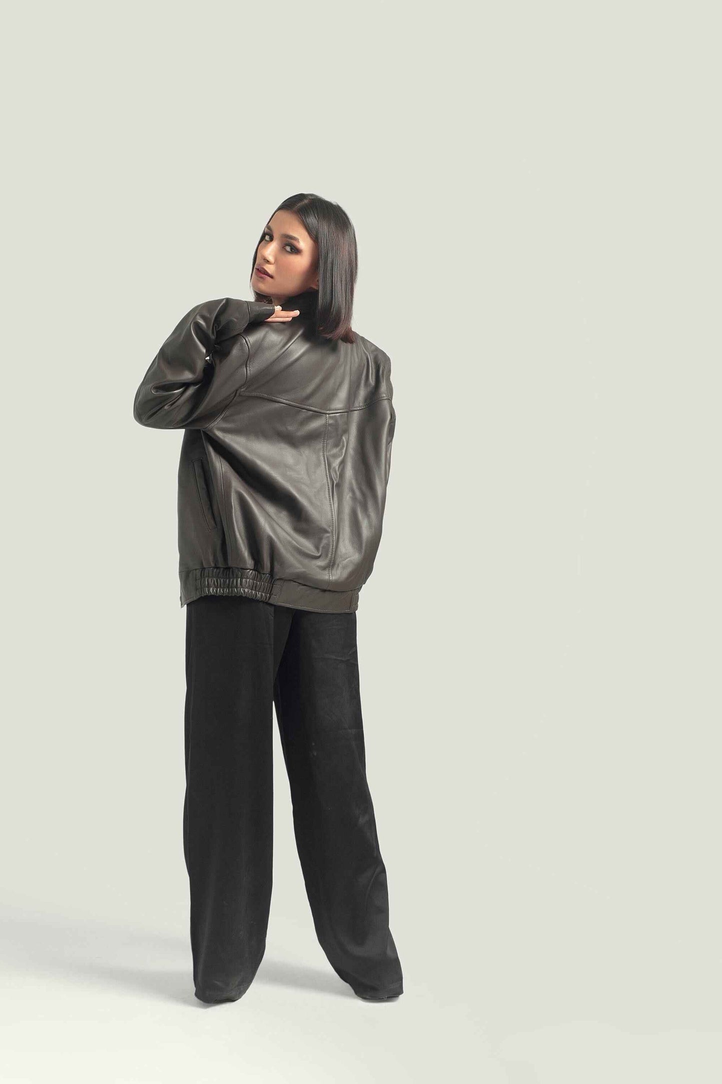 Oversized Women's Dark Brown Jacket Retro Bomber  Women's Leather Jacket Handcrafted & Designed by Ox and Bulls