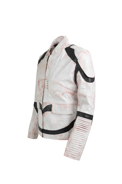 The Starwars StormTrooper Inspired White Leather Jacket Designed and Handcrafted by Ox and Bulls