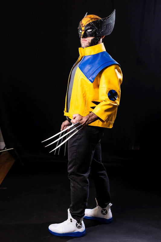 Rivals Wolverine Yellow Leather Jacket Inspired by the Attack of the Sentinels Wolverine Jacket Cosplay