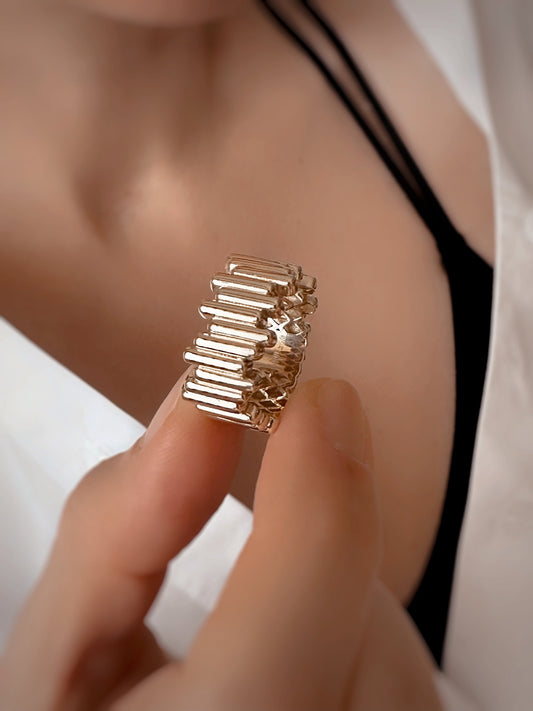 14K Solid Gold Serrated Wave Zigzag &nbsp;Model Ring - Solstik