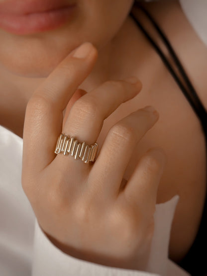 14K Solid Gold Serrated Wave Zigzag &nbsp;Model Ring - Solstik