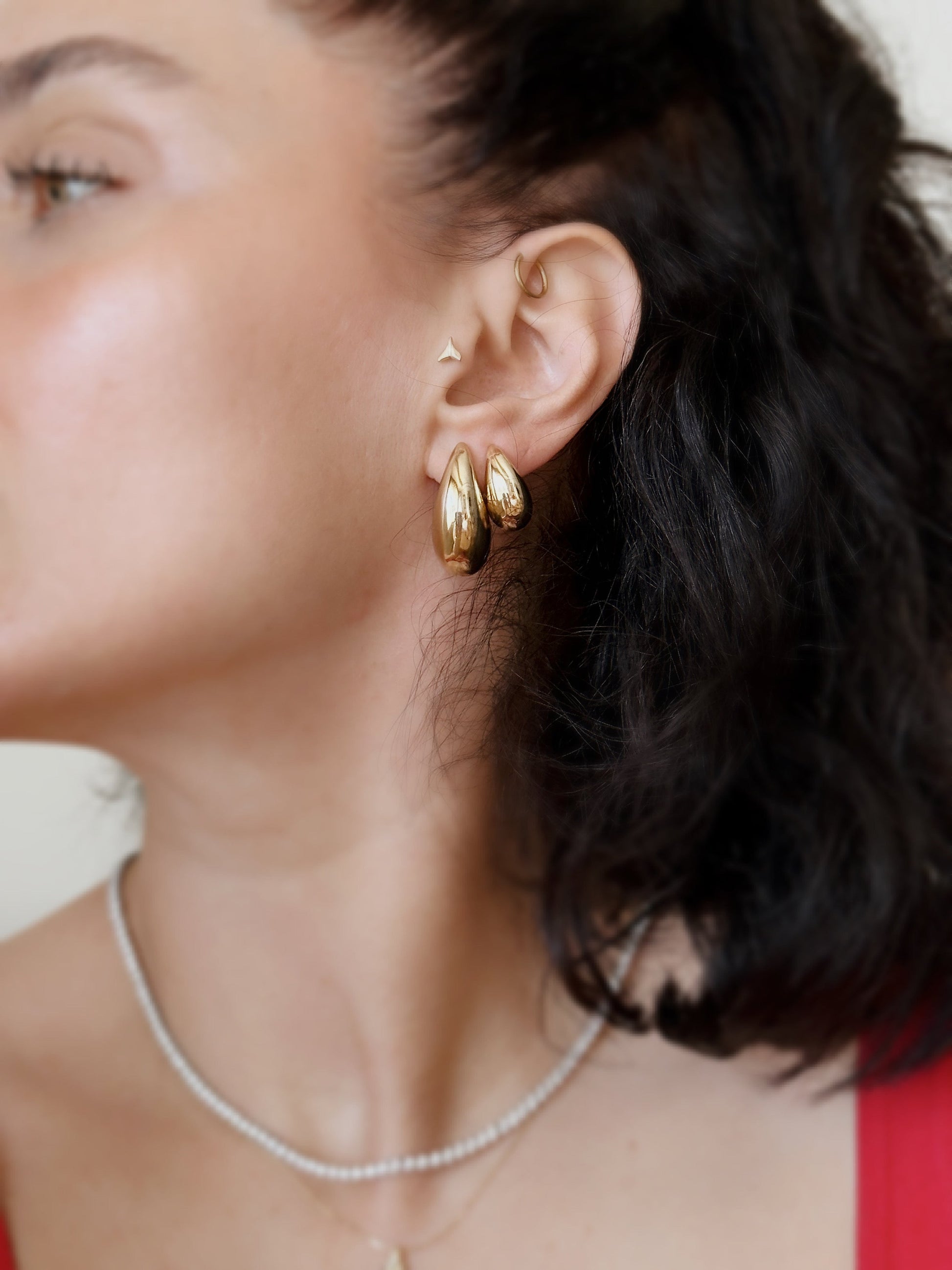14K Solid Gold Drop  Teardrop Earrings - Solstik