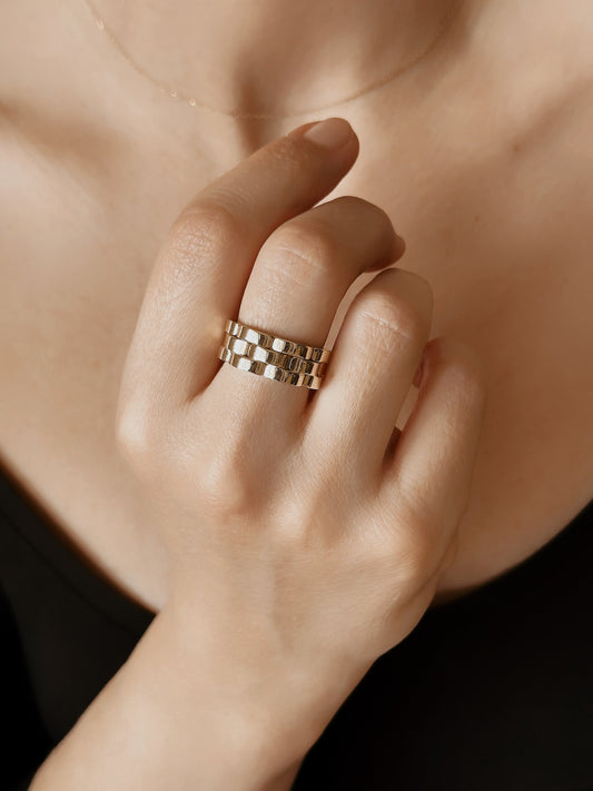 14K Gold Watch Band Chain Ring - Solstik