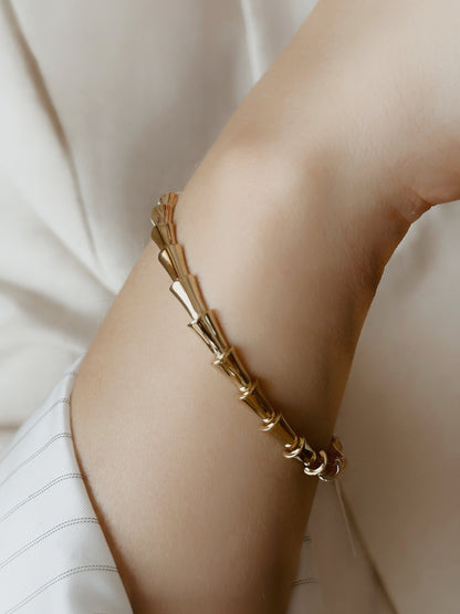 14K Solid Gold Thick Bamboo Bracelet - Solstik