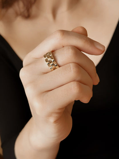 14K Gold Watch Band Chain Ring - Solstik