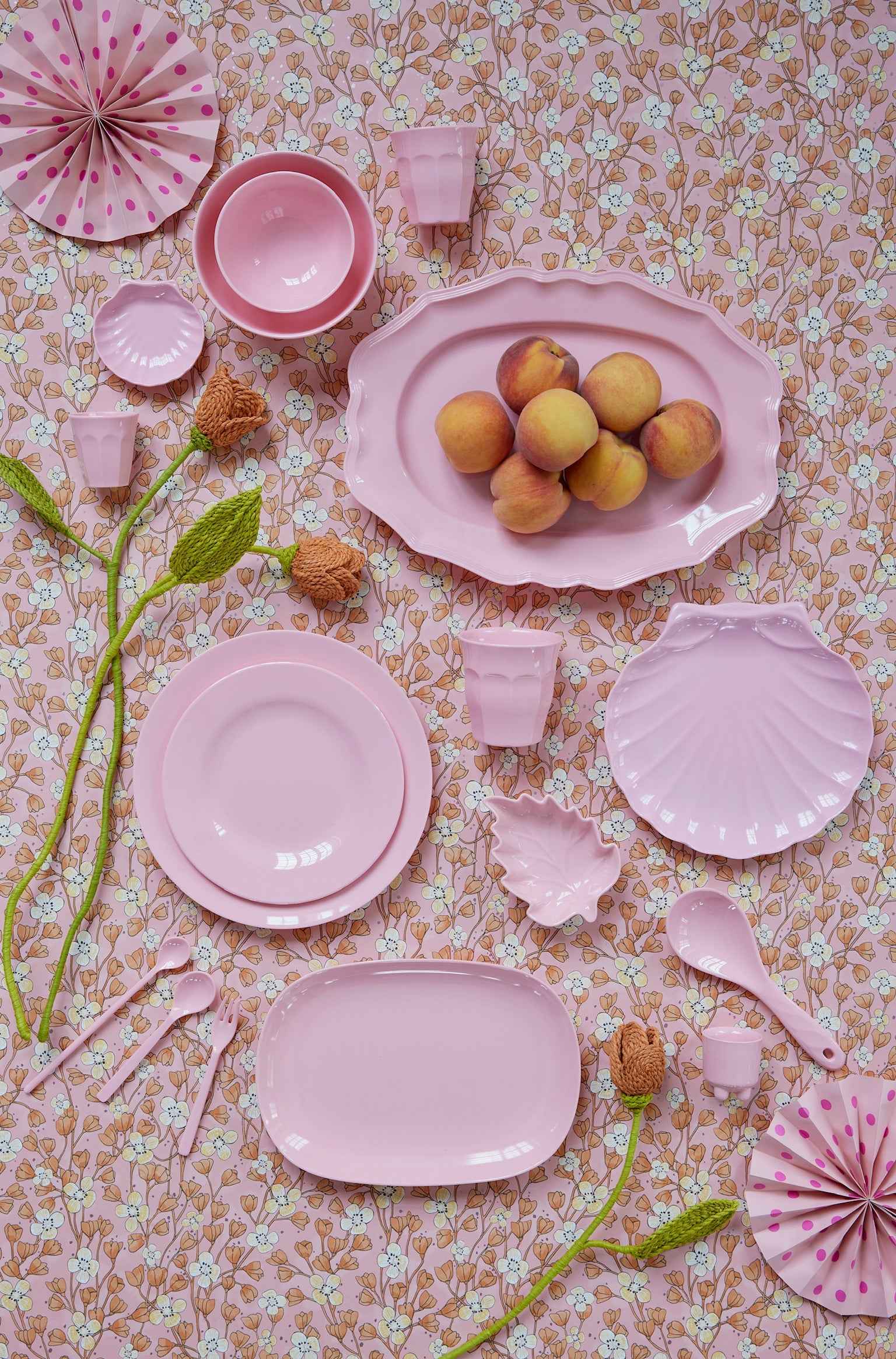 Large Melamine Rectangular Plate - Soft Pink