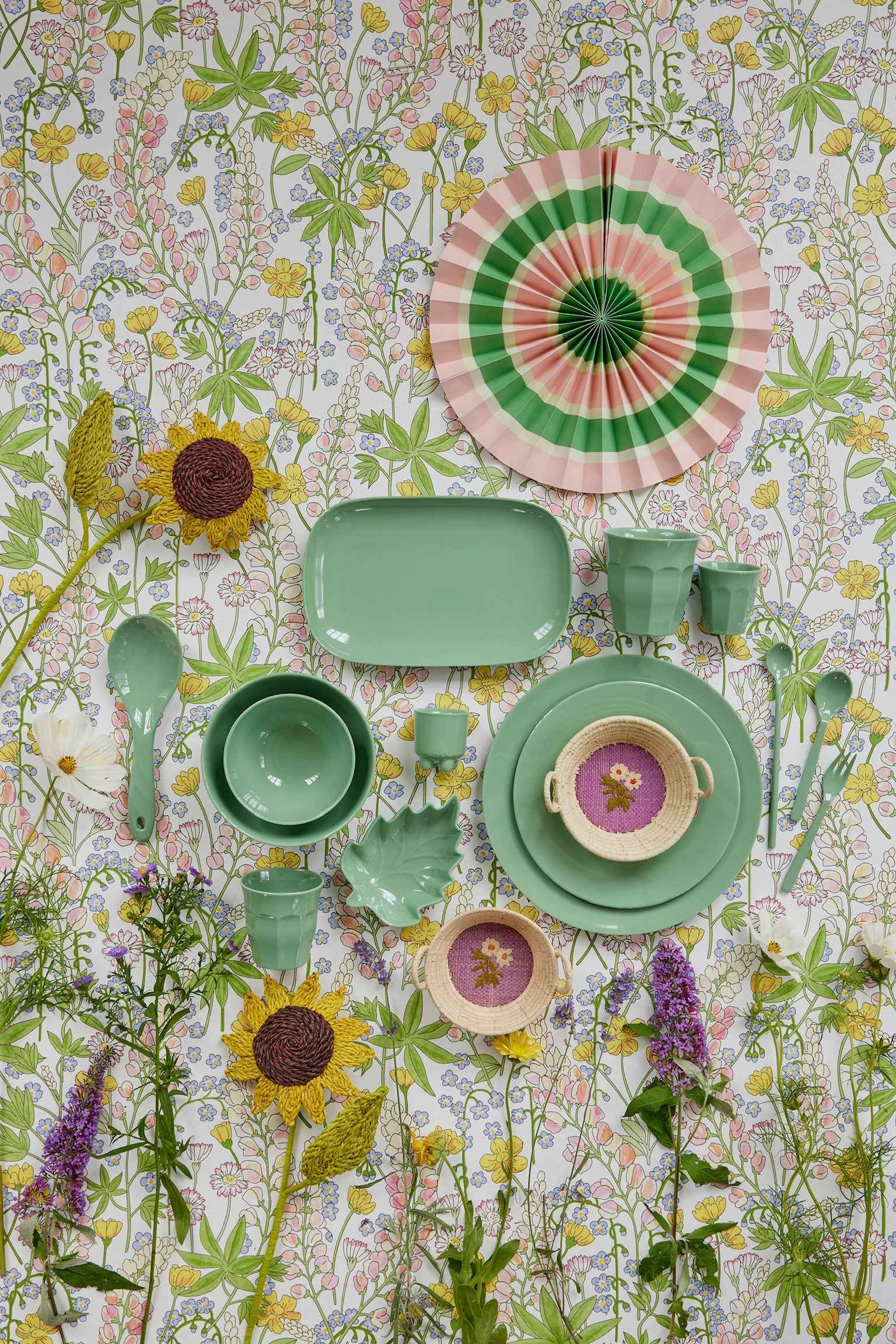 Medium Melamine Rectangular Plate - Green