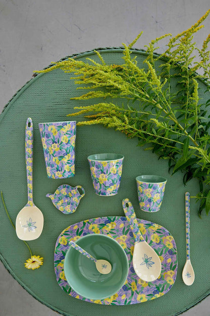 Medium Melamine Rectangular Plate - Purple - Fancy Pansy Prints