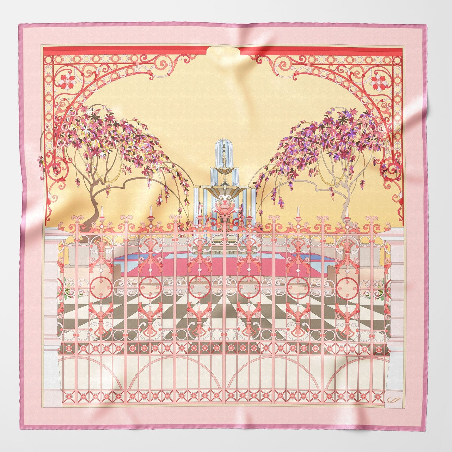 Garden of Dreams - Silk Foulard - Pink - Solstik