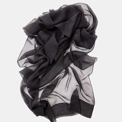 Carmen - Silk Scarf Shawl - Black - Solstik