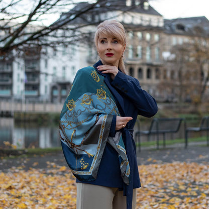 Gabriella - Silk Foulard - Azure - Solstik