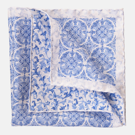 Porto - Double Sided Silk Pocket Square - Azure - Solstik