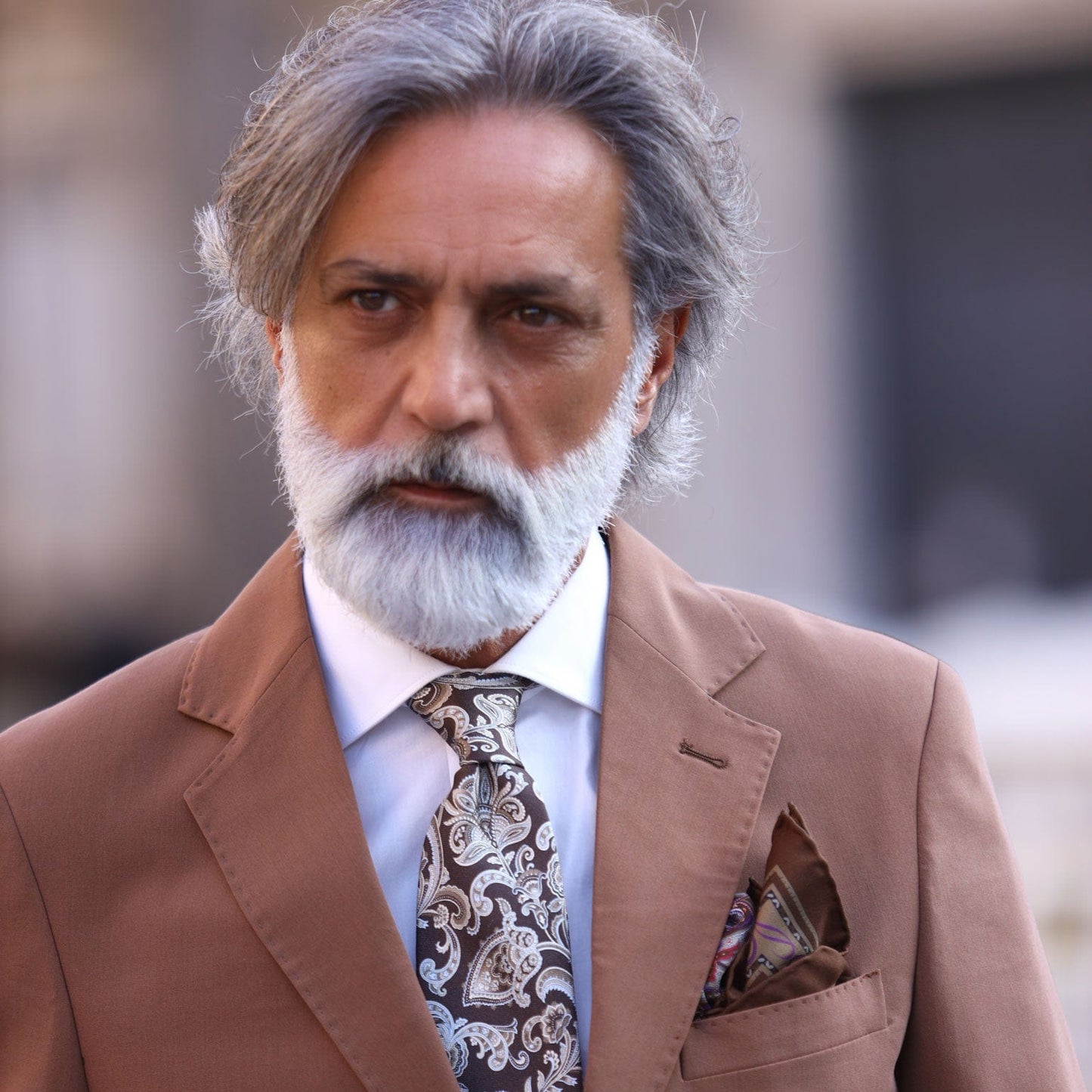 Novara - Printed Silk Tie - Brown - Solstik