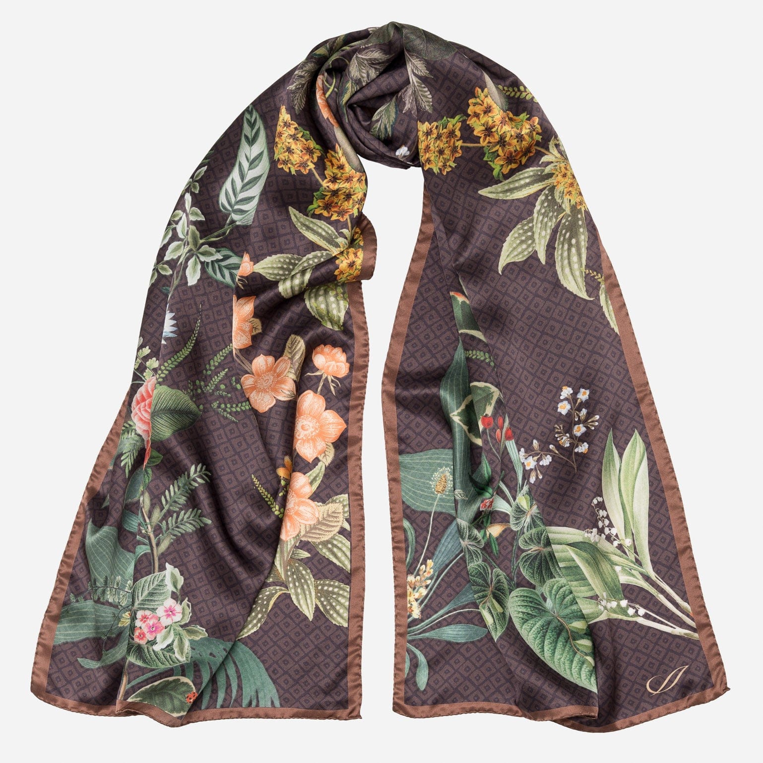 Sara - Long Silk Scarf - Chocolate - Solstik