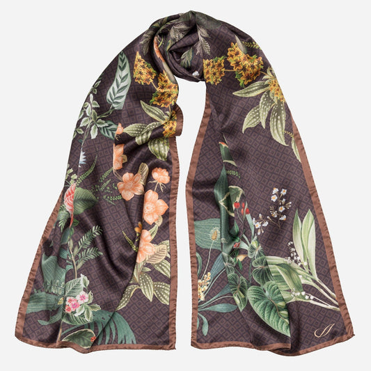 Sara - Long Silk Scarf - Chocolate - Solstik