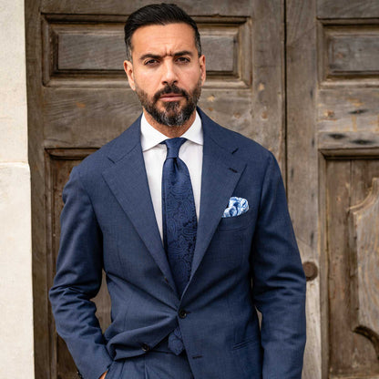 Porto - Double Sided Silk Pocket Square - Azure - Solstik