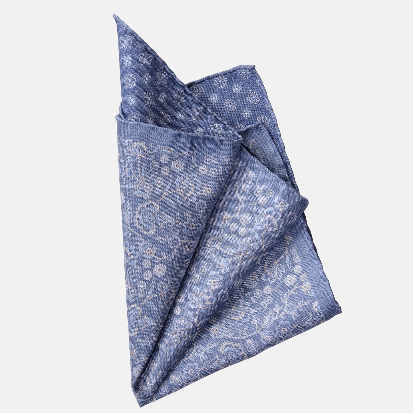 Pascal - Double Sided Silk Pocket Square - Blue - Solstik