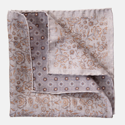 Pascal - Double Sided Silk Pocket Square - Grey & Bronze - Solstik