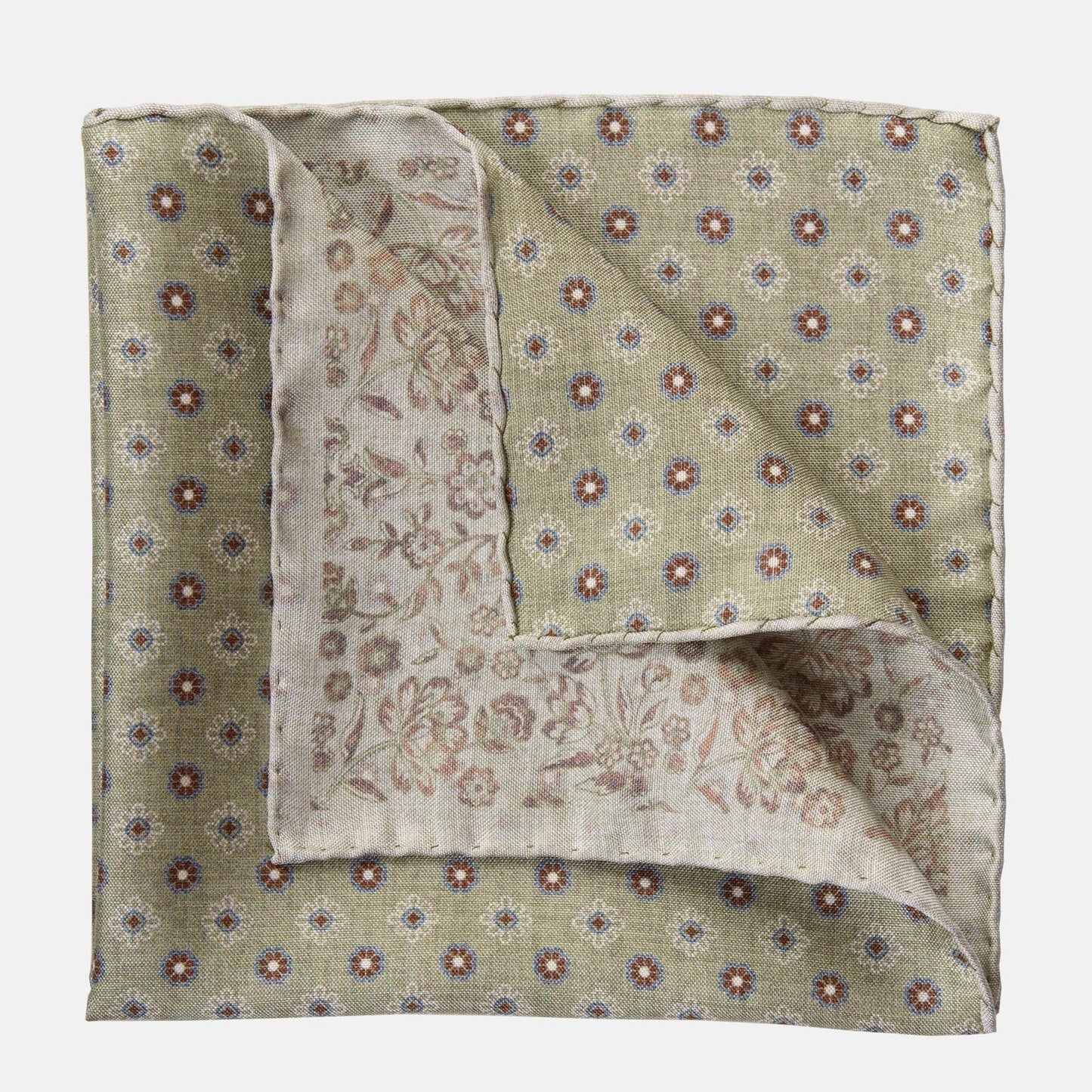 Pascal - Double Sided Silk Pocket Square - Sage Green - Solstik