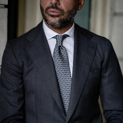 Palio - Printed Silk Tie - Navy - Solstik