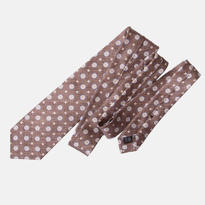 Antinori - Printed Silk Tie - Brown - Solstik