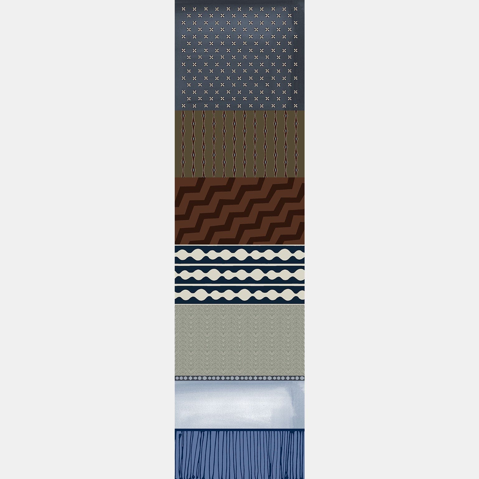 Atri - Long Silk Scarf- Blue - Solstik