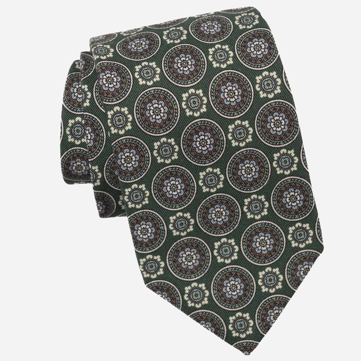 La Vigna - Printed Wool & Silk Tie - Green - Solstik
